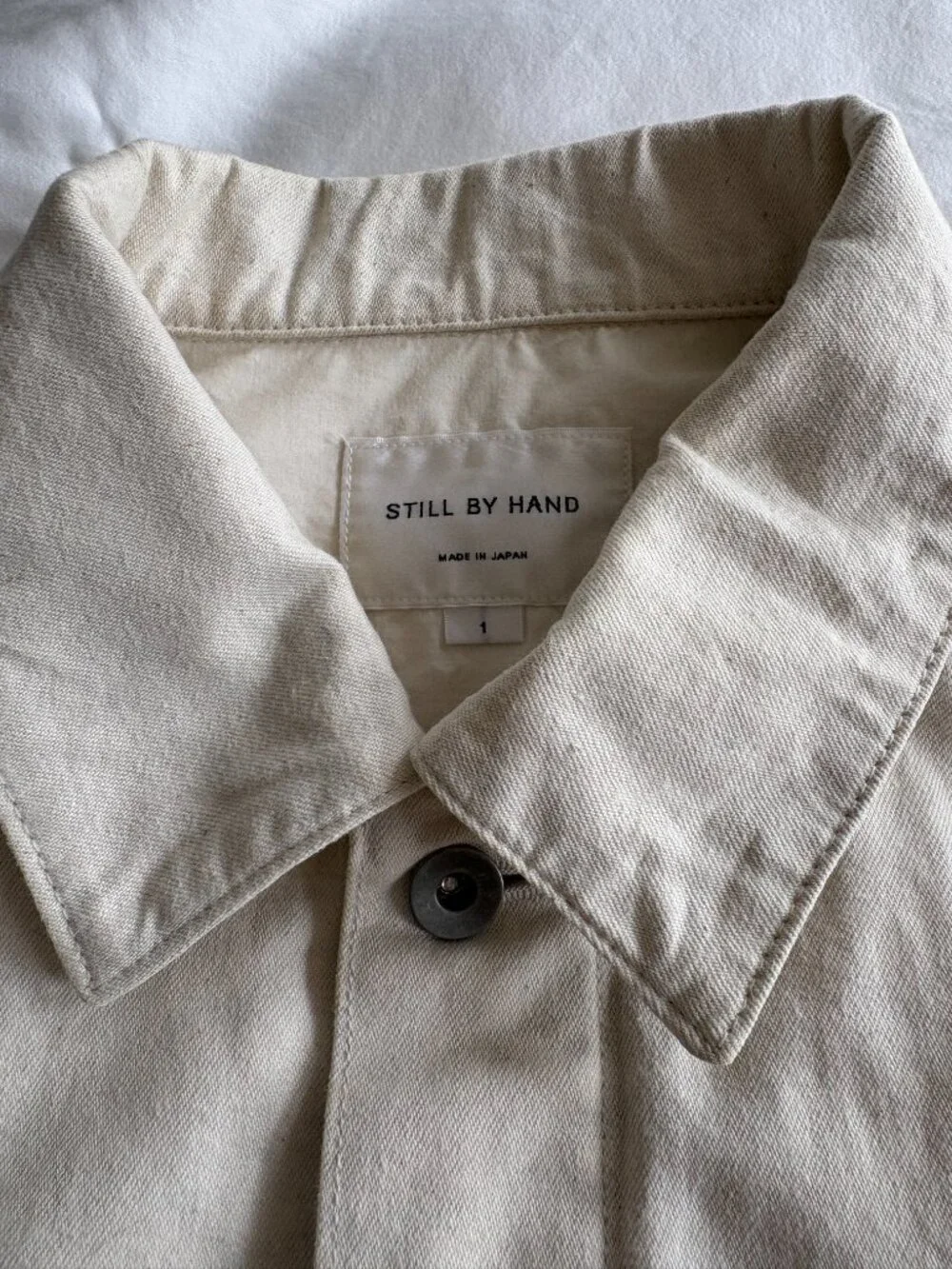 Still By Hand - Japanese Canvas White Chore Coat size 1